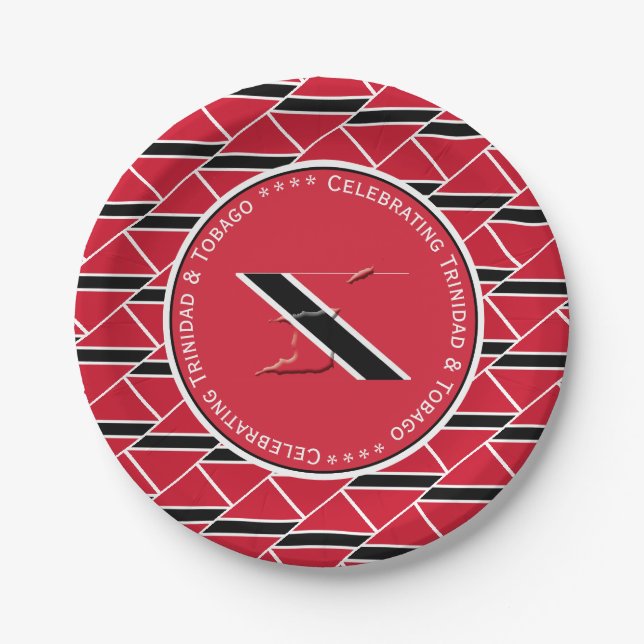 Celebrating TRINIDAD & TOBAGO FLAG Custom Photo Paper Plate (Front)