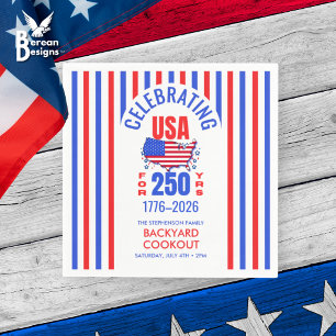Celebrating USA 250 Years BBQ Cookout July 4th Napkin