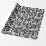 Celebrating with the Owls Wrapping Paper<br><div class="desc">The main objects in the design are the silly owls wearing party hats. The main colours are grey,  black,  and white.</div>