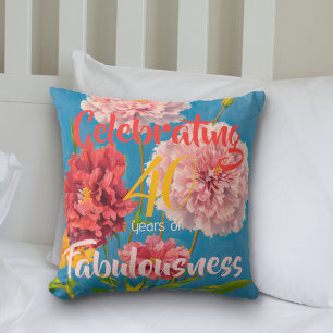 Celebrating  Years of Fabulousness Pink Carnations Cushion