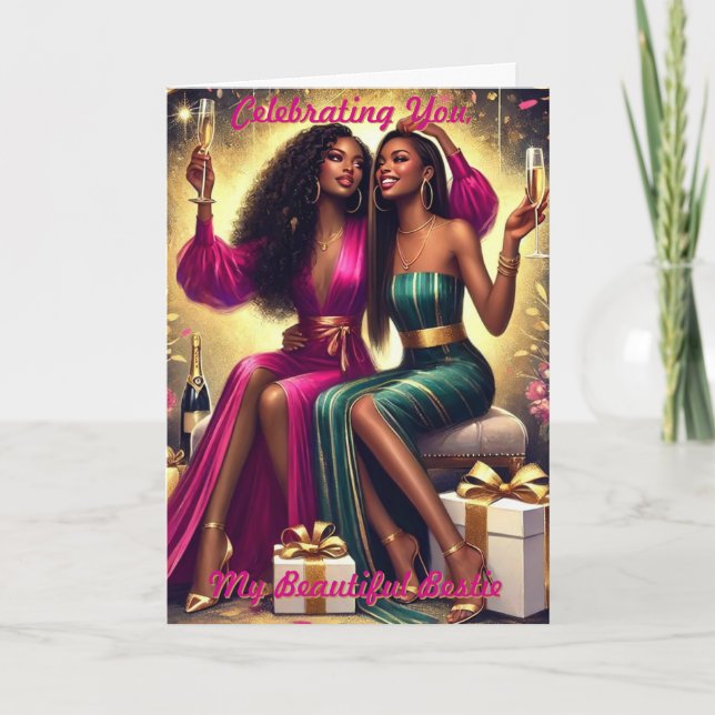 Celebrating You, My Beautiful Bestie Birthday Card (Front)