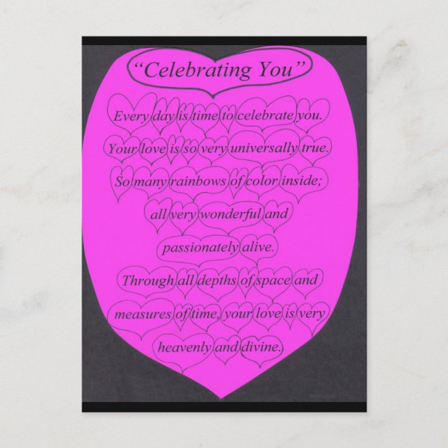 Celebrating You poem with hearts Postcard (Front)