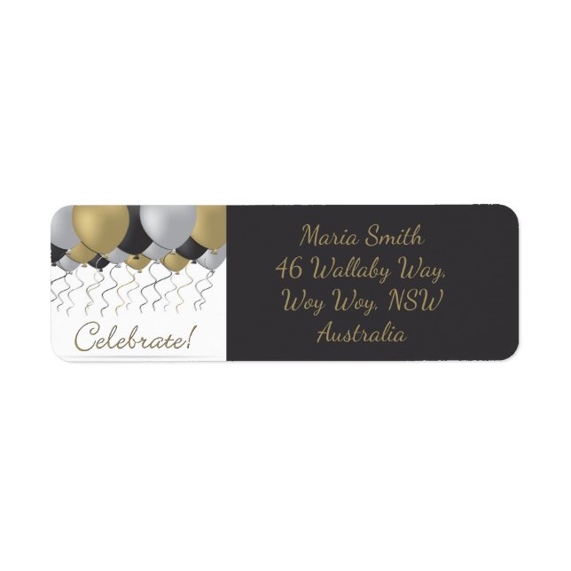 Celebration balloon return address label (Front)