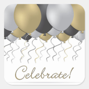 Celebration balloon square sticker