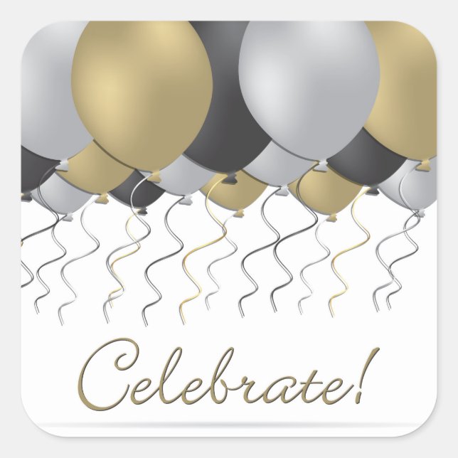 Celebration balloon square sticker (Front)