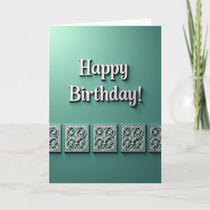 Celebration Birthday Teal Filigree Card