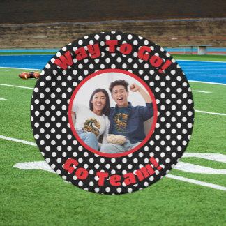 Celebration Black/White Polka Dots Red Trim Paper Plate