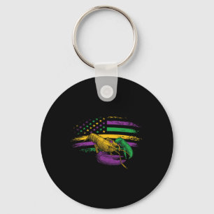 Celebration Carnival Parade Us Flag Crawfish Mardi Key Ring
