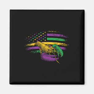 Celebration Carnival Parade Us Flag Crawfish Mardi Magnet