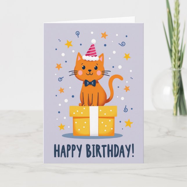 Celebration Cat Birthday Card (Front)