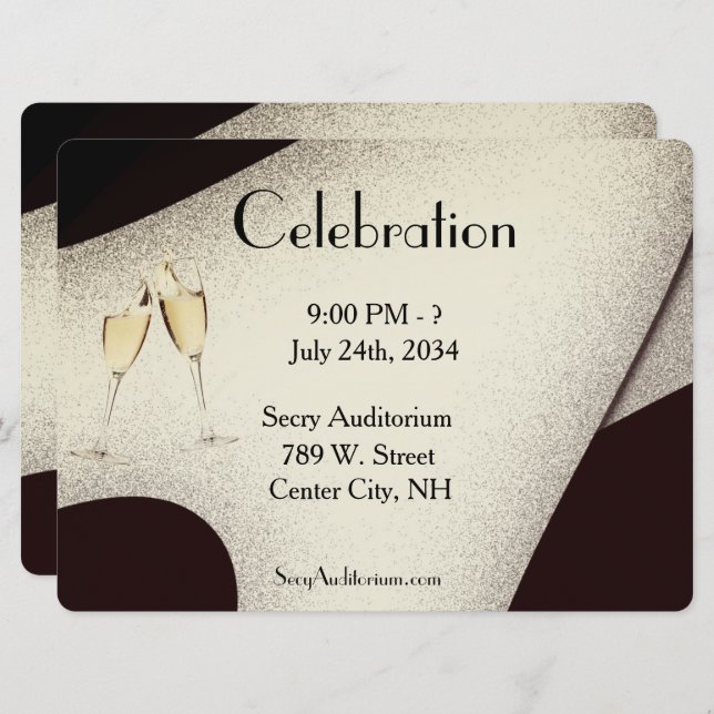Celebration Champagne Glass  Invitation (Front/Back)