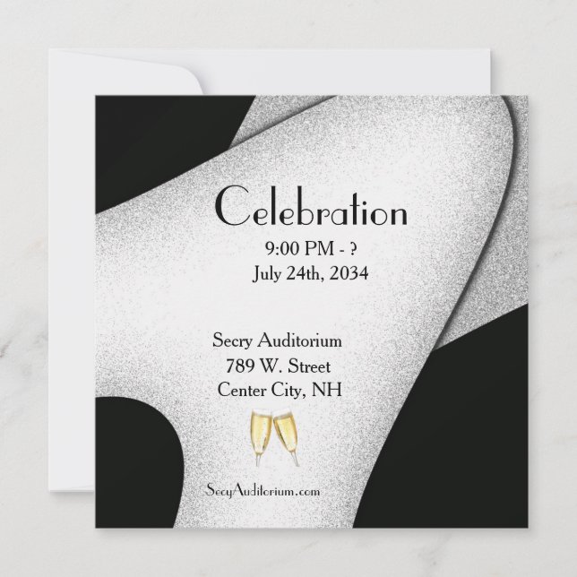 Celebration Champagne Glass  Invitation (Front)