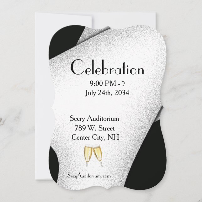 Celebration Champagne Glass  Invitation (Front)