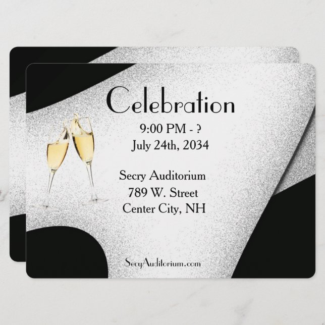 Celebration Champagne Glass  Invitation (Front/Back)