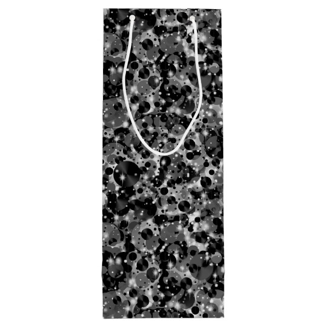 Celebration Dots-19-Black WINE GIFT BAG (Back)