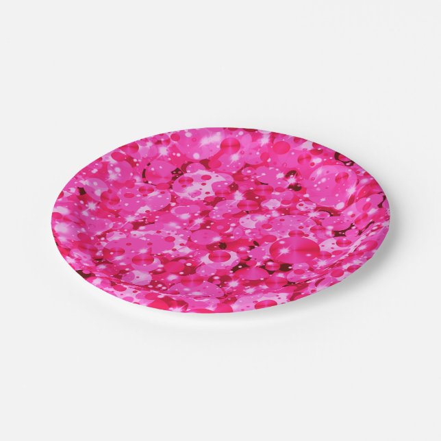 Celebration Dots 9-Hot Pink PAPER PARTY PLATES (Angled)