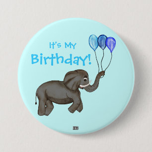 Celebration Elephant (Blue) 7.5 Cm Round Badge