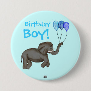 Celebration Elephant (Blue) 7.5 Cm Round Badge