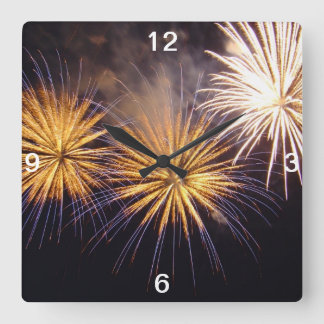 Celebration firework square wall clock