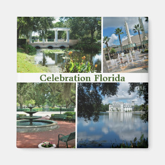 Celebration Florida Square Magnet 4 Pictures