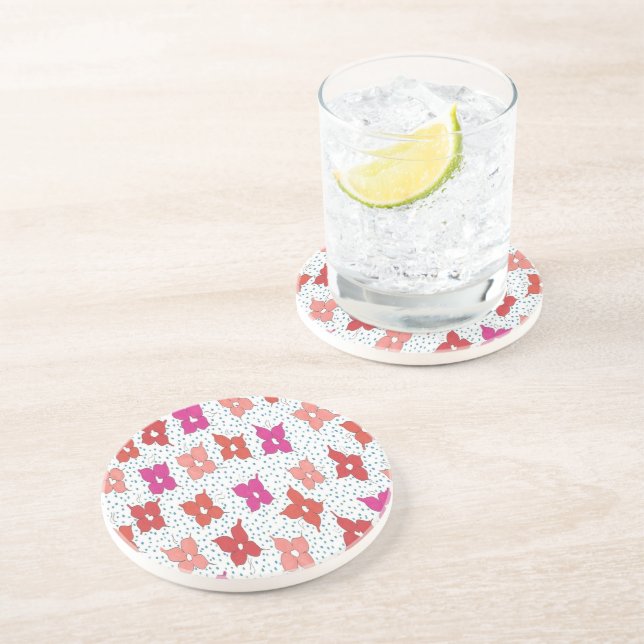 Celebration Flowers and Polka Dots Coaster (Side)
