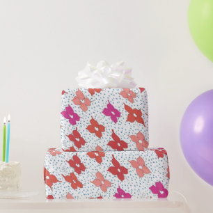 Celebration Flowers and Polka Dots Wrapping Paper
