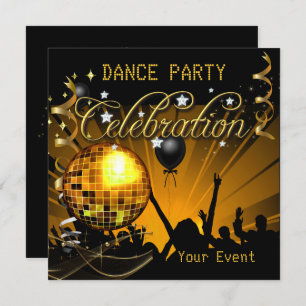 Celebration Gold Dance Party Disco Ball Event Invitation