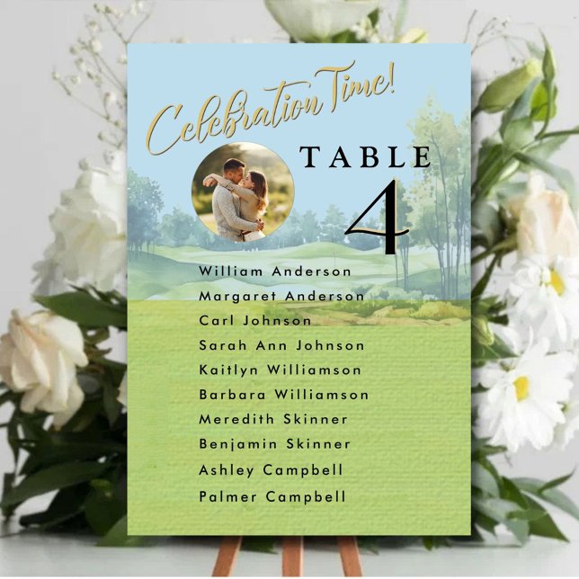 Celebration Golf Wedding Seating 10 Guest Names Table Number (Creator Uploaded)