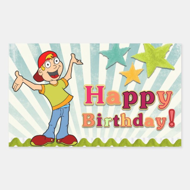 Celebration Happy Birthday Rectangular Sticker (Front)