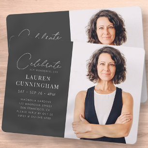 Celebration Her Wonderful Life Modern Simple Photo Invitation