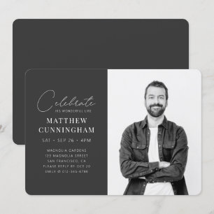 Celebration His Wonderful Life Modern Simple Photo Invitation
