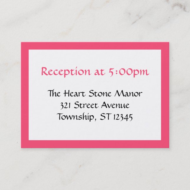 Celebration in Fuchsia Guest Reference Cards (Front)