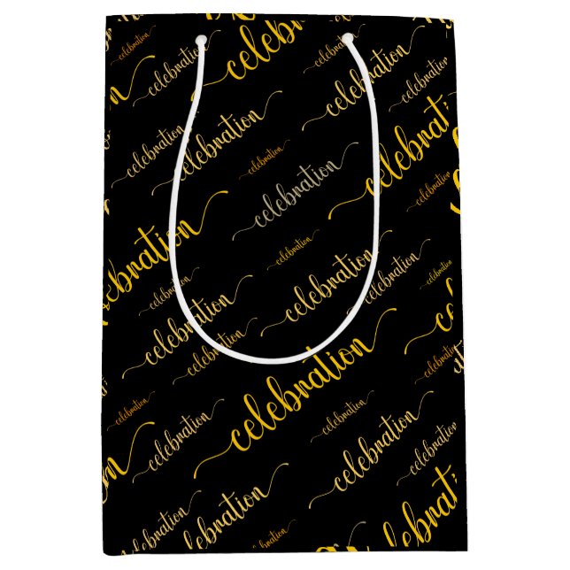 Celebration in shades of gold medium gift bag (Front)
