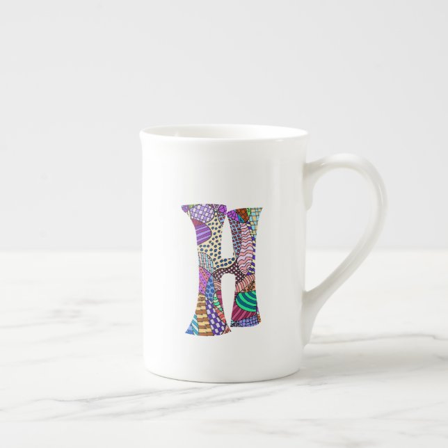 Celebration Letter H Bone China Mug (Right)