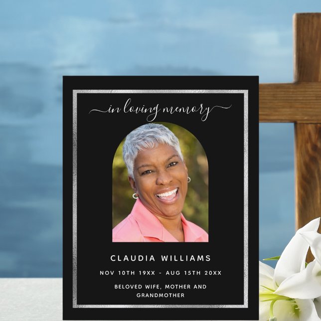 Celebration life funeral black arch photo program (Creator Uploaded)