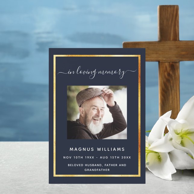 Celebration life funeral dark blue photo program (Creator Uploaded)