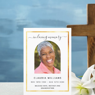 Celebration life funeral white arch photo program