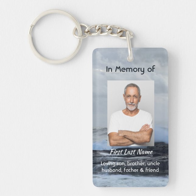 Celebration Life Keepsake Storm Ocean Key Ring (Front)