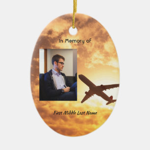 Celebration Life Memorial Keepsake Aeroplane Pilot Ceramic Ornament