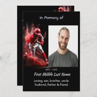 Celebration Life Service Baseball Softball Player Invitation