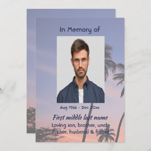 Celebration Life Service Tropical Beach Paradise  Invitation