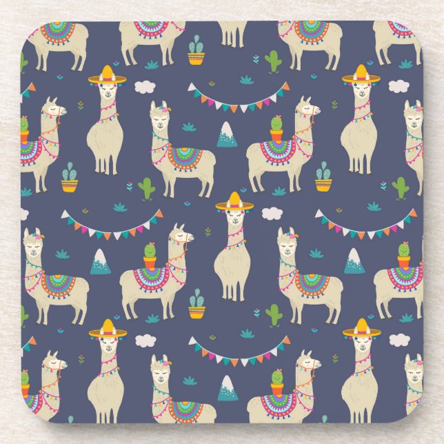 Celebration Llama Pattern Coaster (Front)