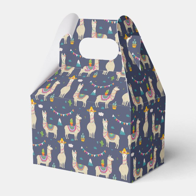 Celebration Llama Pattern Favour Box (Front Side)