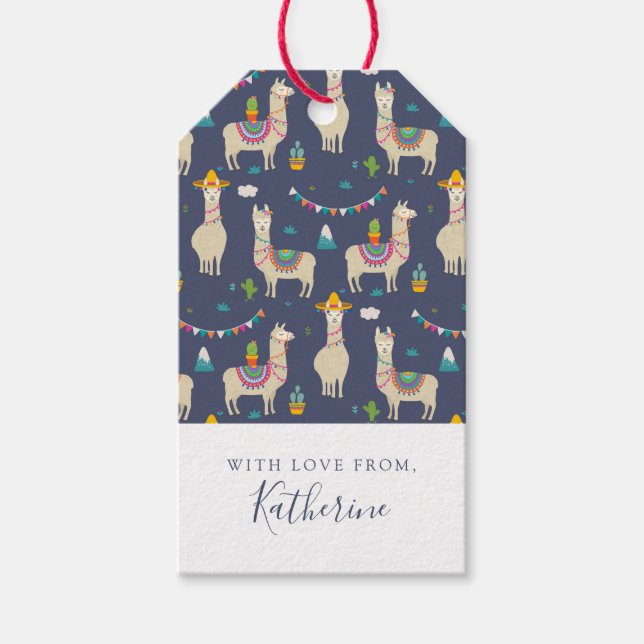 Celebration Llama Pattern Gift Tags (Front)