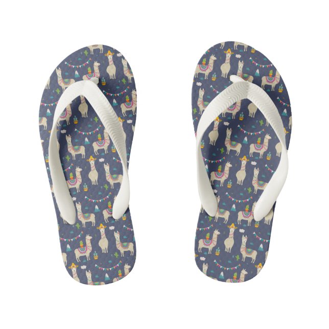 Celebration Llama Pattern Kid's Thongs (Footbed)