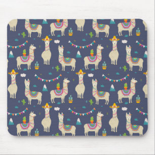 Celebration Llama Pattern Mouse Pad
