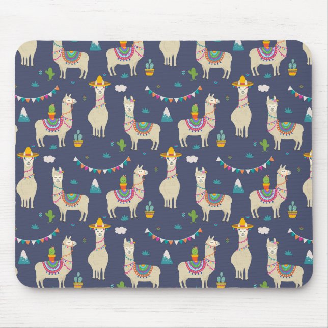 Celebration Llama Pattern Mouse Pad (Front)