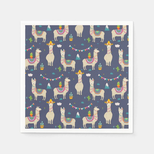 Celebration Llama Pattern Napkin (Front)