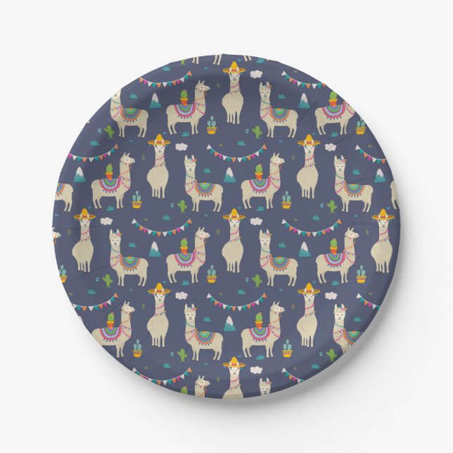 Celebration Llama Pattern Paper Plate (Front)