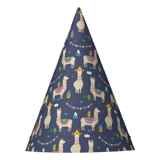 Celebration Llama Pattern Party Hat (Front)